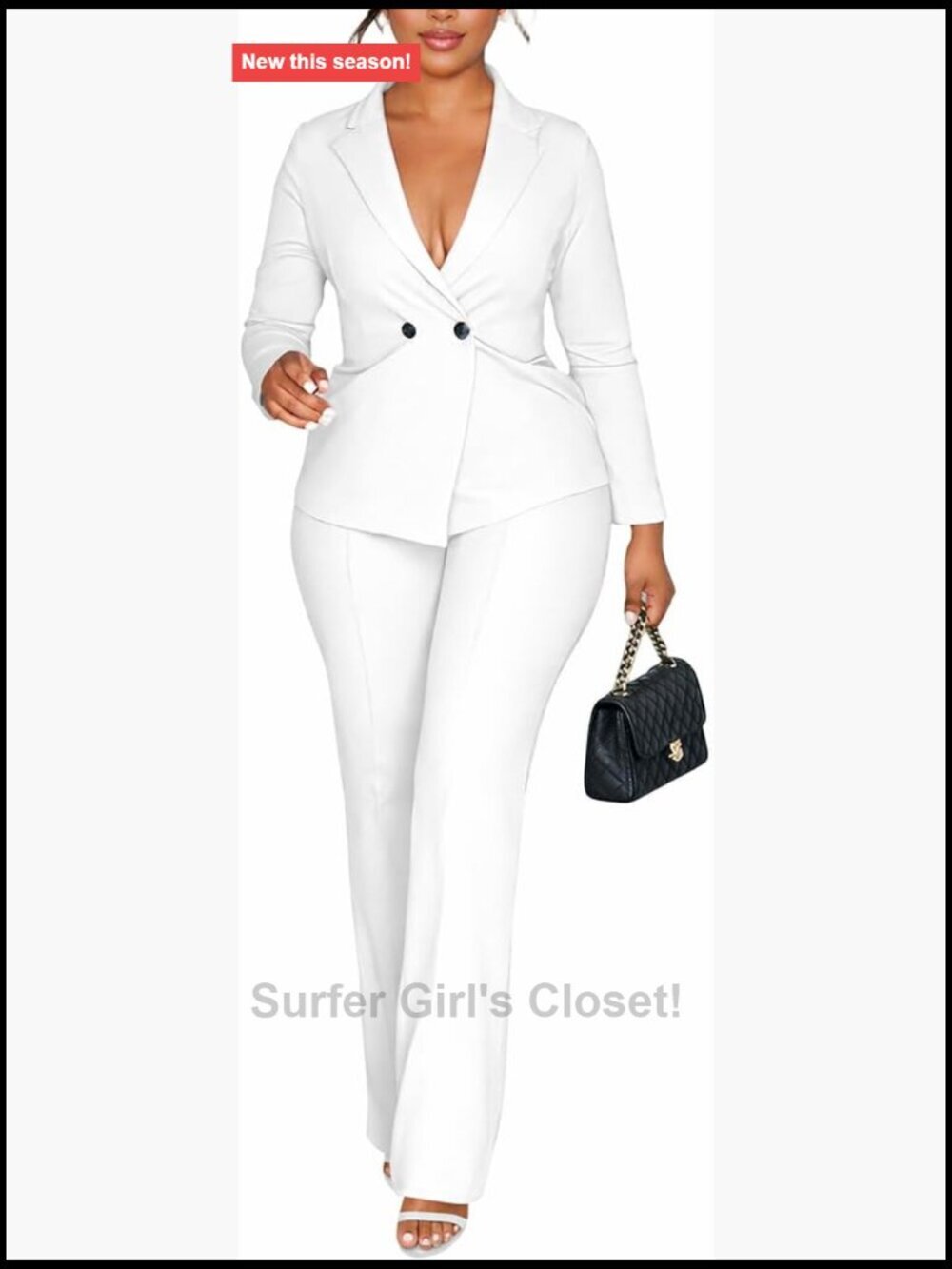 2 Piece Blazer Pants Set Long Sleeve Double Breasted Business Formal Work Suit